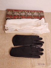 NEW Vintage Bloomingdales Soft Leather Women's Gloves w Natural Fur Italy 7.5 sz