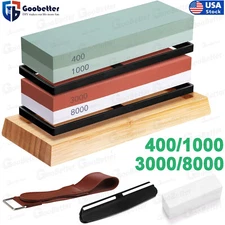 Knife Sharpening Stone Set Professional Whetstone 4 Side Grit 400/1000 3000/8000