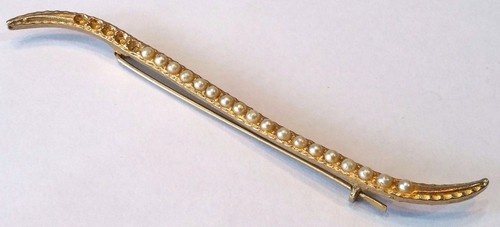 Vintage Barrette With Faux Pearls Gold Tone - Picture 2 of 12