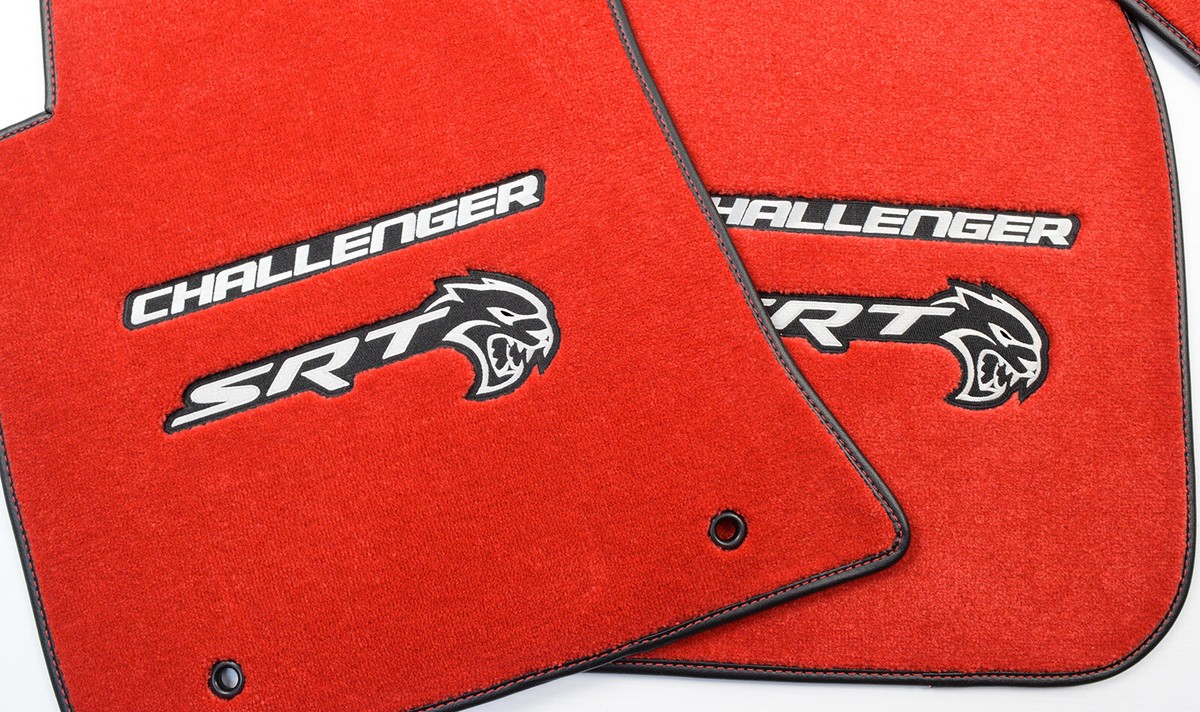 Dodge Challenger HELLCAT Floor Mats 4PC Bright Red Premium 32oz