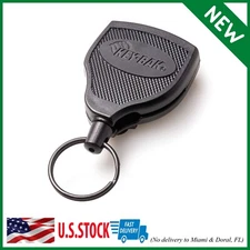 Retractable Key Tool Reel Holder Steel Belt Clip Chain Heavy Duty Split Ring 48"