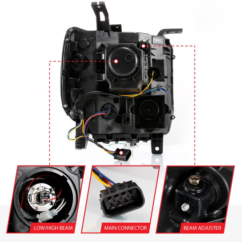 ANZO para GMC SIERRA 1500 14-15 2500H/15-19 Proyector Faro Tablón Estilo Negro Foto 4 de 4