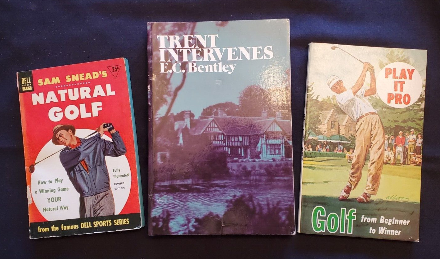 Three older golf paperbacks: Snead's Natural Golf; Trent Intervenes; Play It Pro