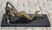 100% Solid Art Deco Bronze Classic Sculpture Nude Female Woman Statue Gift NR