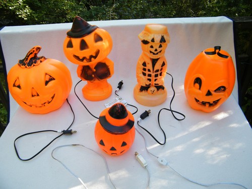 De colección 5 moldes de soplado de caramelo calabaza Jack-O-Lantern de Halloween 4 luces - Imagen 2 de 17