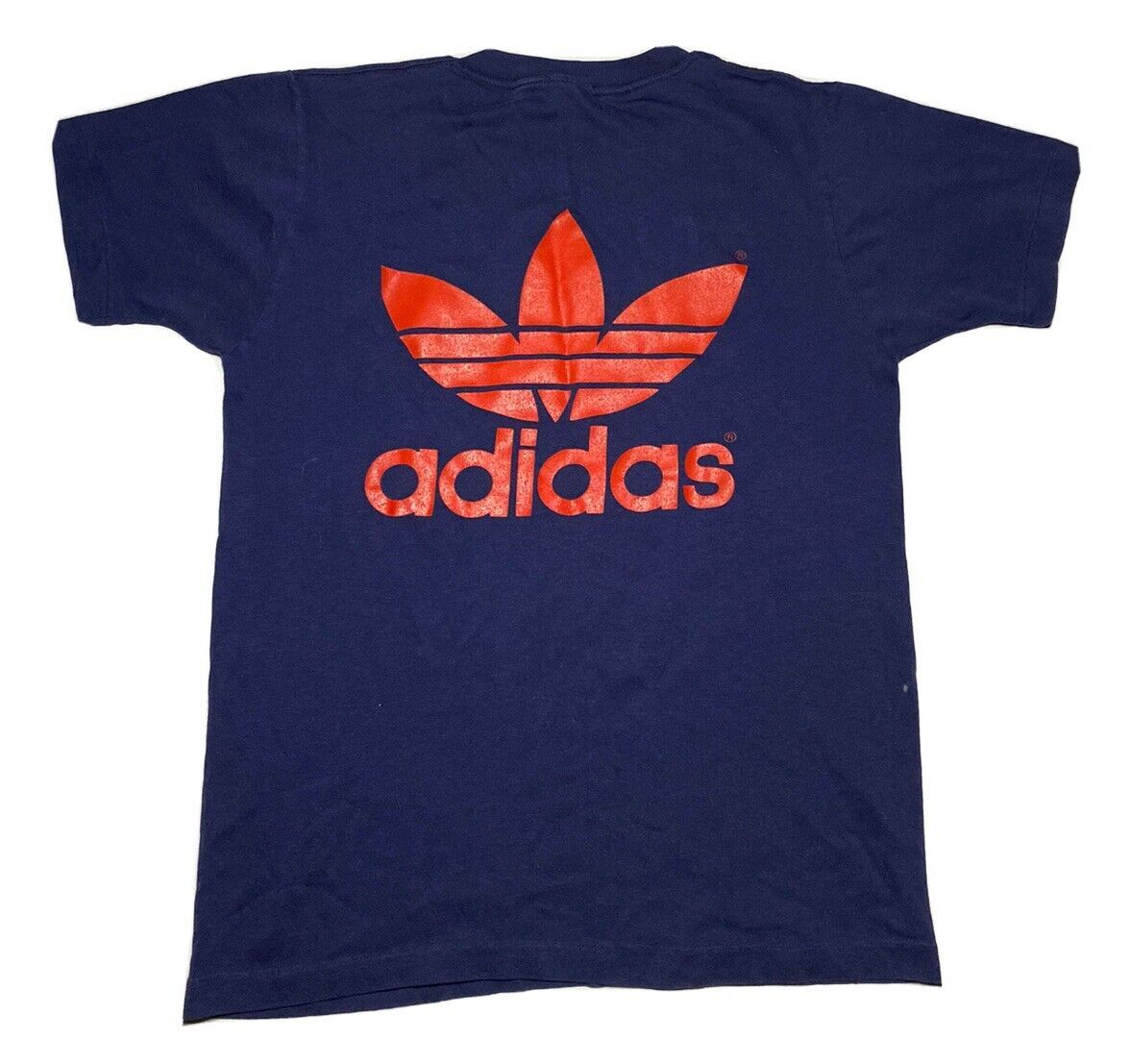 Vintage 70s 80s Adidas T-Shirt Trefoil Front Back Single Stitch Sz