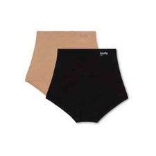 2Pk Kindly Yours Women Sustainable Modal Modern Boyshort Underwear XXL Blk/Beige