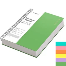 Green Spiral Notebook 300 Pages Waterproof Cover Twin-Wire Binding