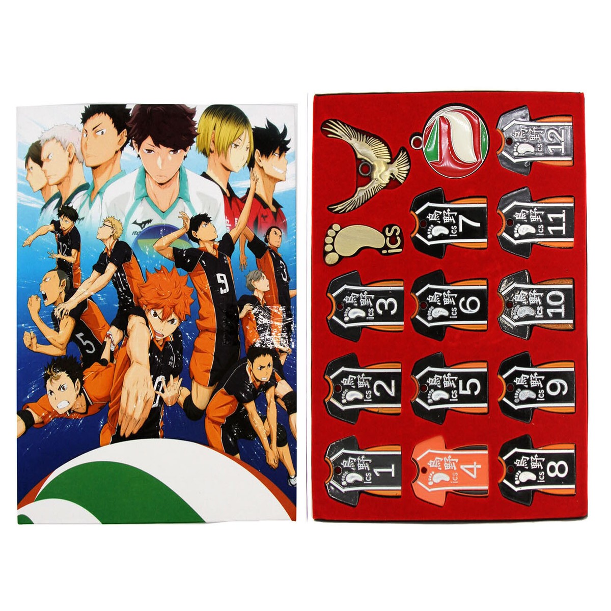 アクセサリー saki Haikyuu - Jerseys Eagle Asics Badge Pin Necklace & Keychain 15 Pcs