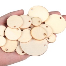 50/100x 20/30/40/50mm Unfinished Round Tags Wood Gift Slices Wooden Crafts Tags