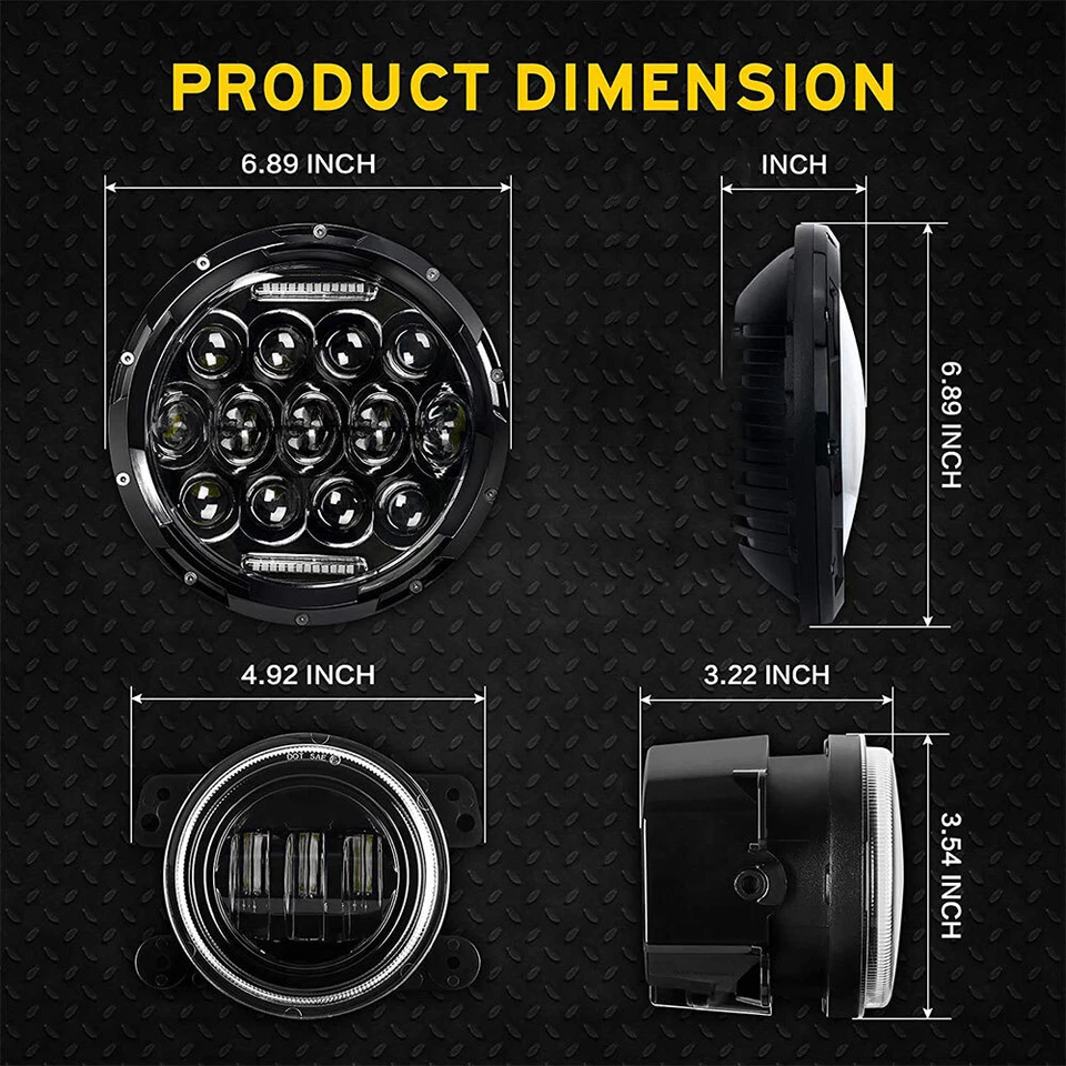 Par de faros proyectores LED redondos de 7 pulgadas para camionetas Ford LN7000 LN8000 LN9000 Foto 3 de 4