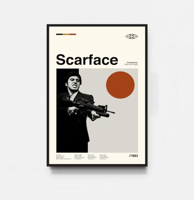 Vintage Scarface Movie Poster Midcentury Art Deco Wall Decor