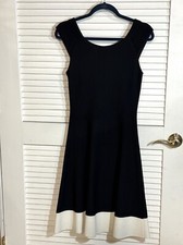 Eliza J Black White Colorblock Knit Dress Size 10 Women EUC