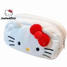 Hello Kitty White Plush Purse Pencil Case Makeup Wallet School Supplies Kawaii