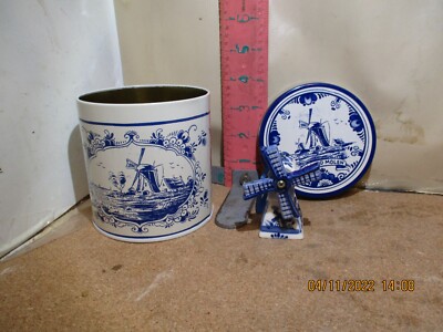 ECHTE GOUDSE SICOOPWAFELEN TIN - WITH CERAMIC WINDMILL INSIDE - GOUDA WAFFLES