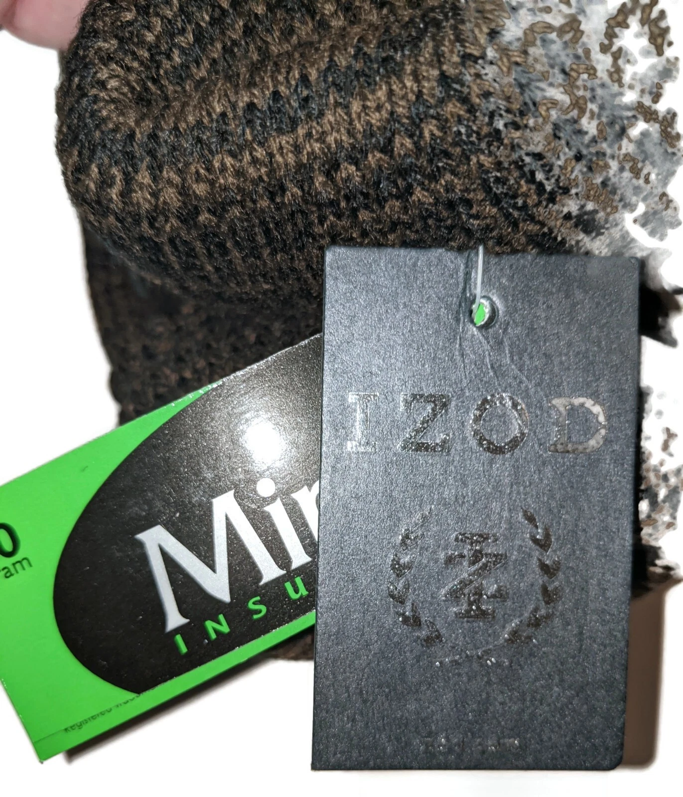 Izod Men's Mirafil Insulation Leather Gloves, Black/Brown, Medium.