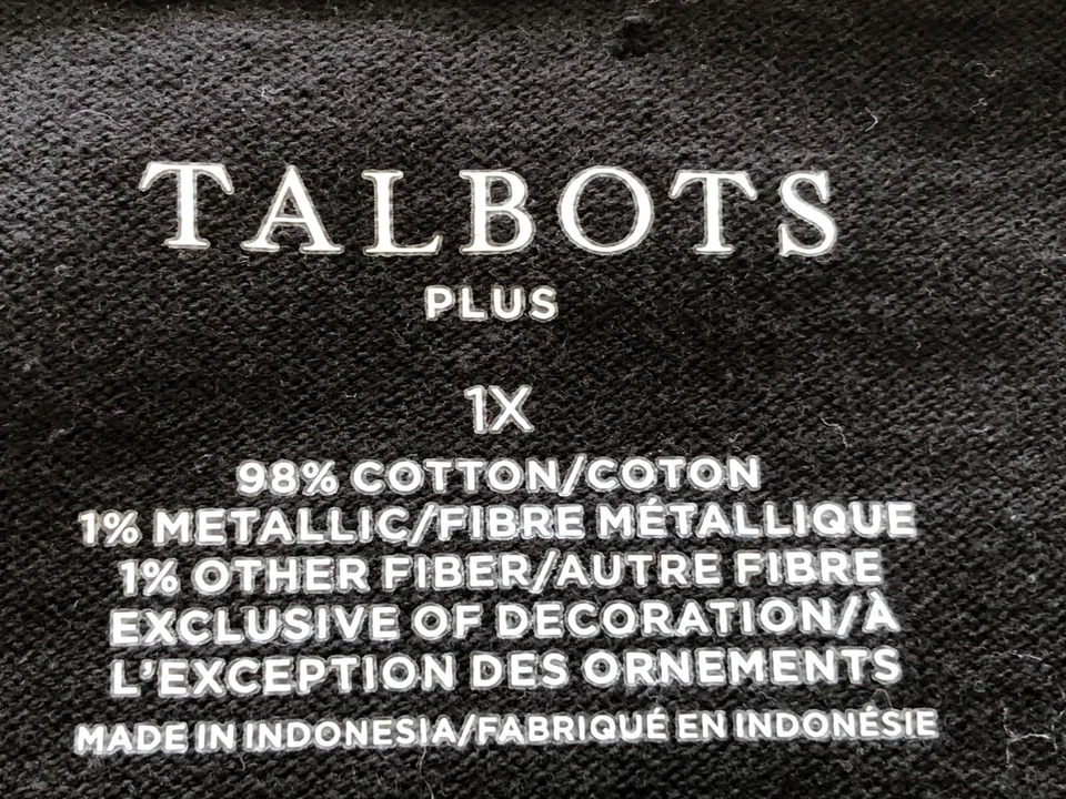 Suéter Talbots Plus Para Mujer 1X Metálico Wonderland Rayas Negro Plata Blanco Foto 2 de 4