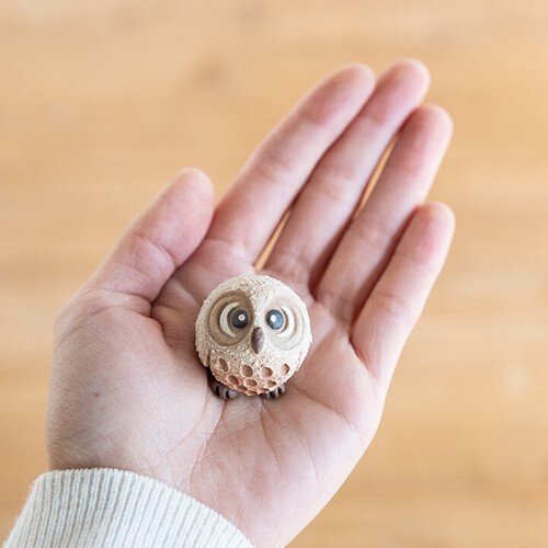 Owl Fukuro Shigaraki yaki ware Japanese pottery doll Roundish Mini Fukuro M