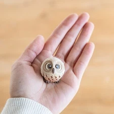Owl Fukuro Shigaraki yaki ware Japanese pottery doll Roundish Mini Fukuro M