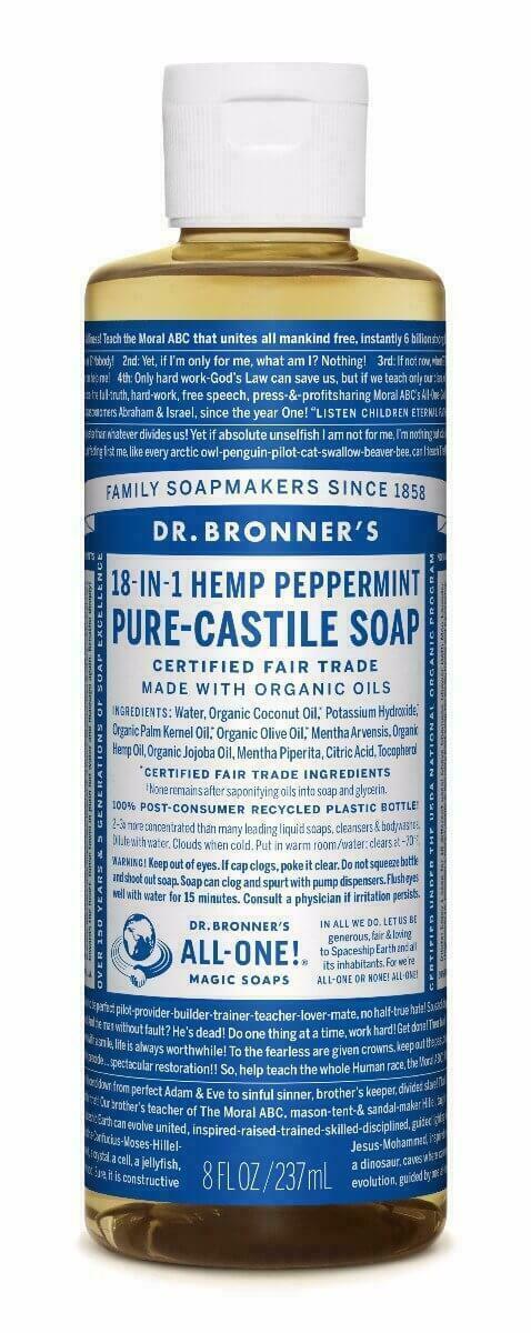 Dr Bronner's / Bronners 18-In-1 Hemp Peppermint Pure-Castile Soap 8 oz Organic