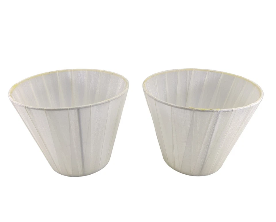 Lote de 2 pantallas de lámpara pequeñas de tela semi transparente blancas Foto 3 de 4