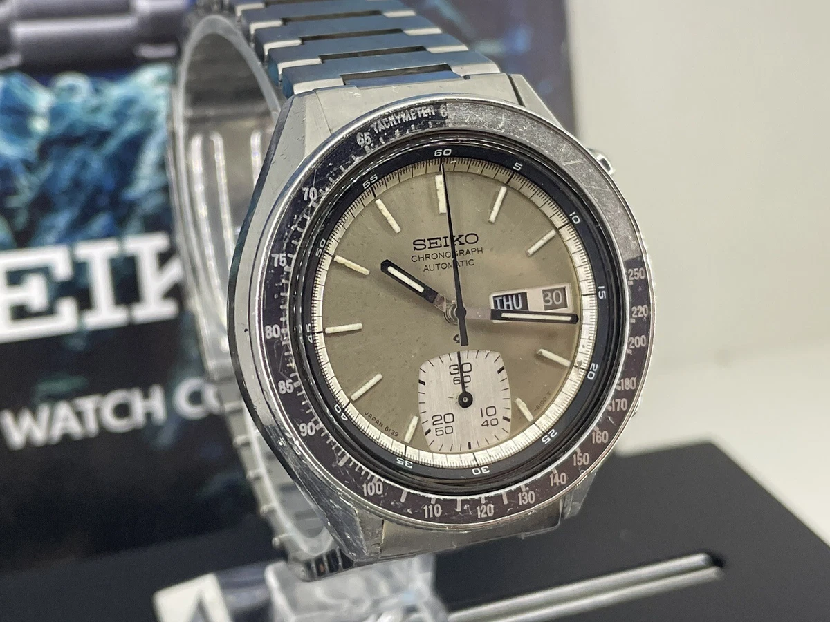 Seiko 6139 6040 Sliver Ghost Vintage Chronograph Survivor Automatic Working Well