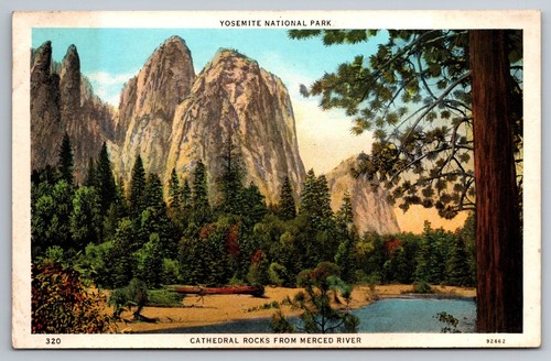 Cathedral Rocks from Merced River. Yomesite National Park. California ...