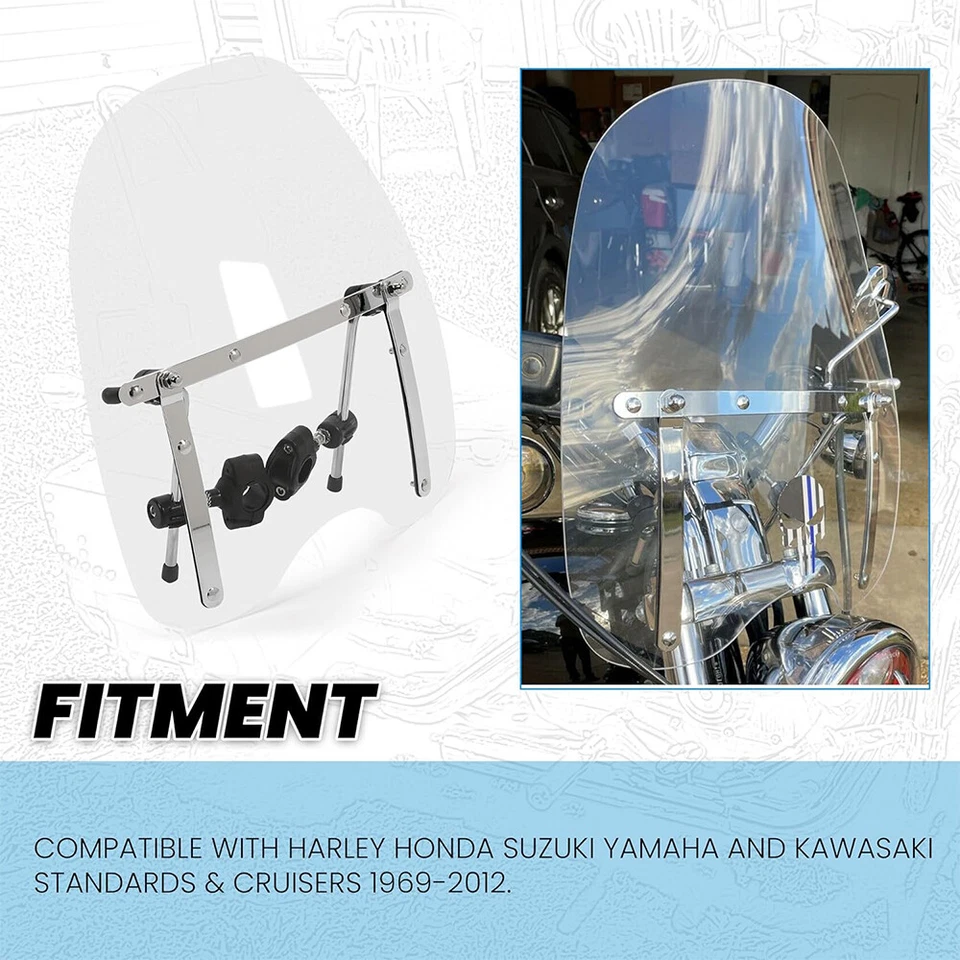 18"x16" Clear Motorcycle Windshield For Kawasaki KLX250 KLX300 KLX400 R KLX650 R - Image 3 of 4