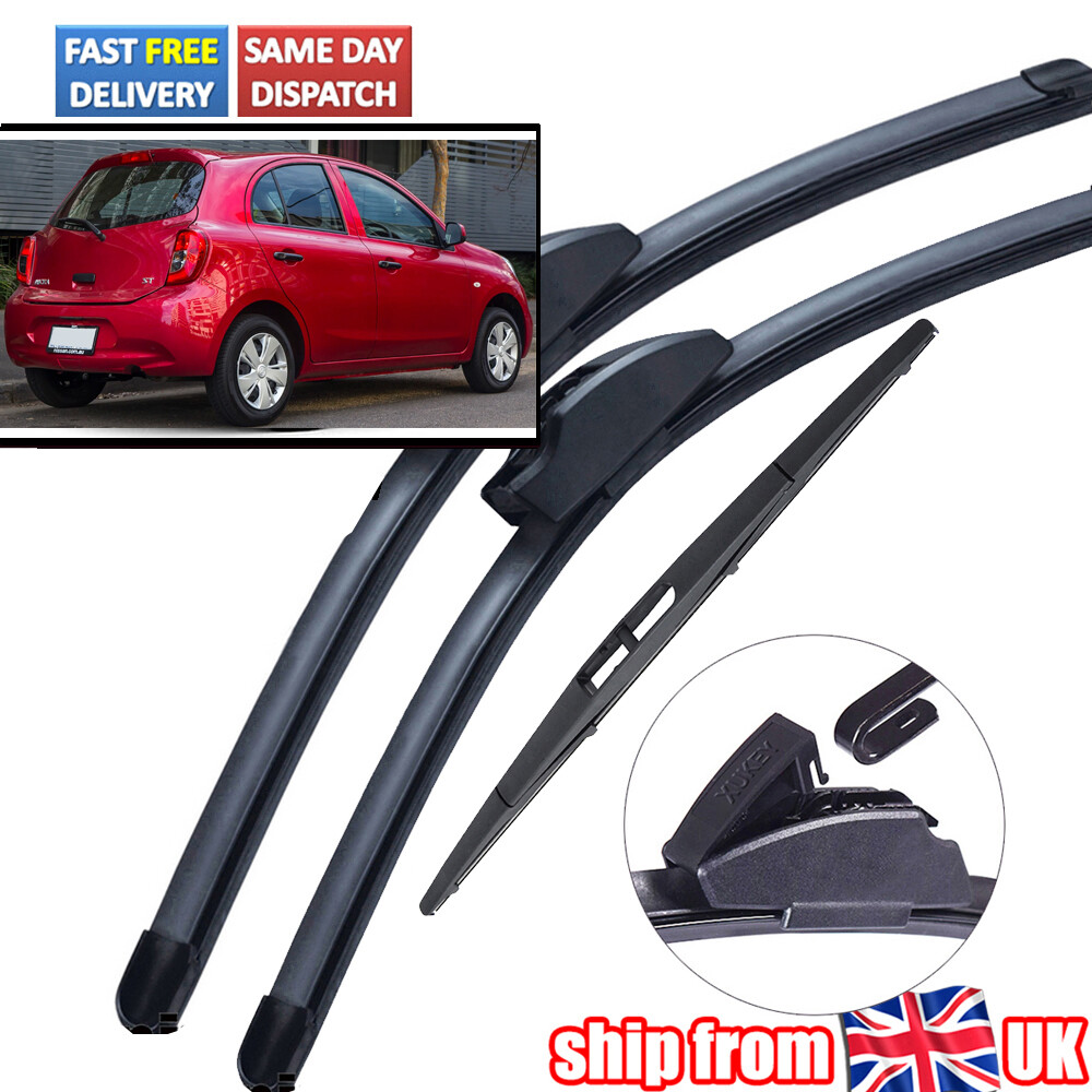 For Nissan Micra 20102020 Front Rear Windscreen 21"14"12" Flat Wiper