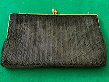 Vintage La Regale Black Beaded Clutch - Made in Hong Kong
