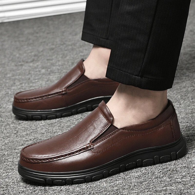Fall winter Mens Outdoor Loafers Faux Leather Shoes Soft Stretch Shoes Driving