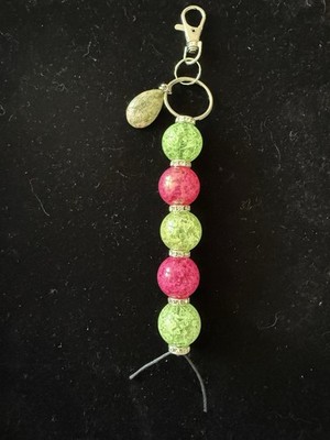 Handmade Beaded Keychain with Gemstone Pendant