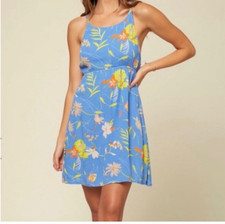 O'Neill Blue Floral Midi Sundress with Spaghetti Straps Size Medium