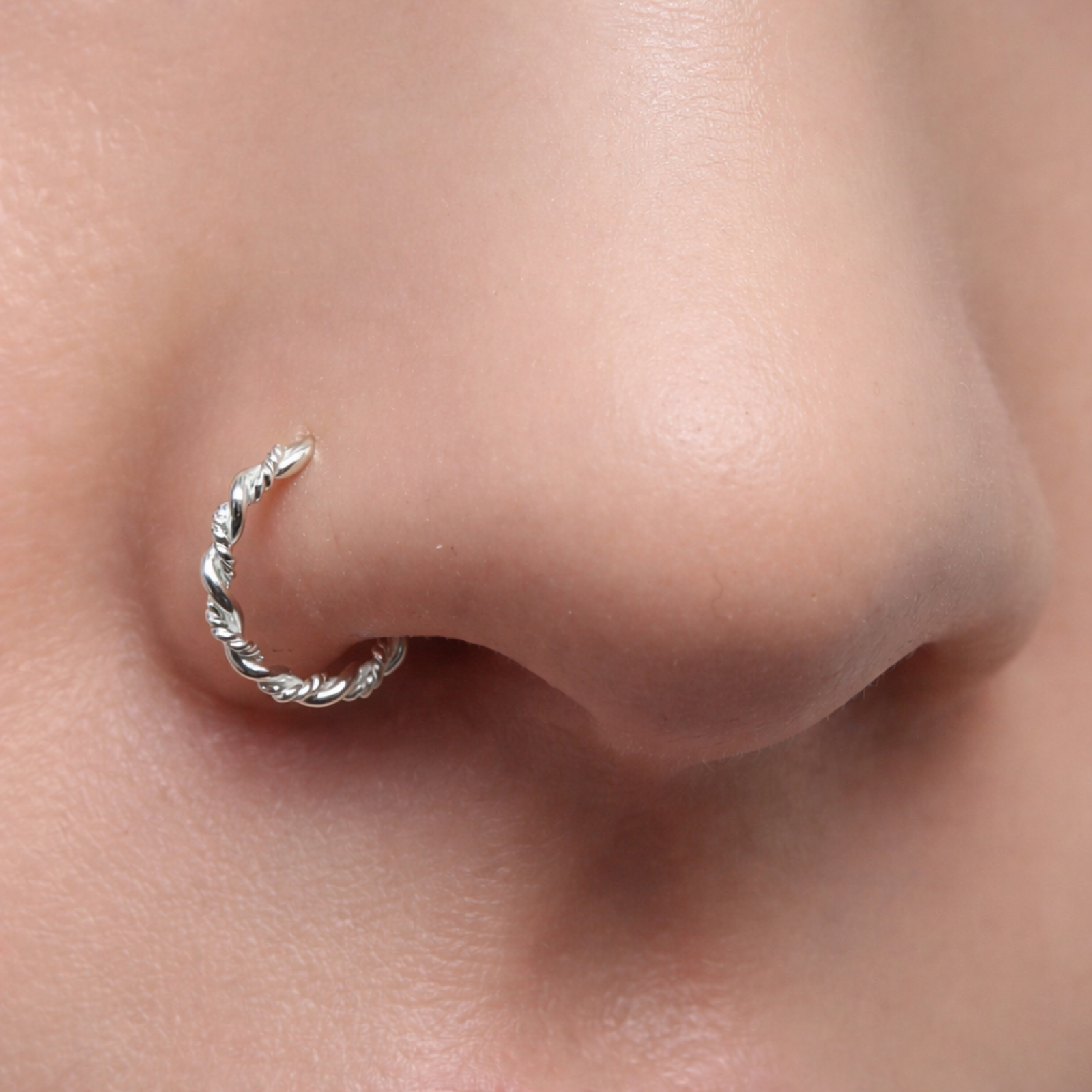 Twisted Tribal Nose Ring 8mm Bright 925 Sterling Silver Septum Earring Jewellery