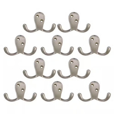 Double Robe Hook in Satin Nickel 10-Pack 