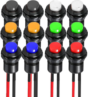 12Pcs 12Mm Prewired Latching Push Button Switch SPST On/Off AC 250V/1.5A 125V/3A