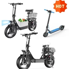 650W Peak Motor 14" Tire Electric Scooter With Seat Foldable 13/15Ah 25MPH
