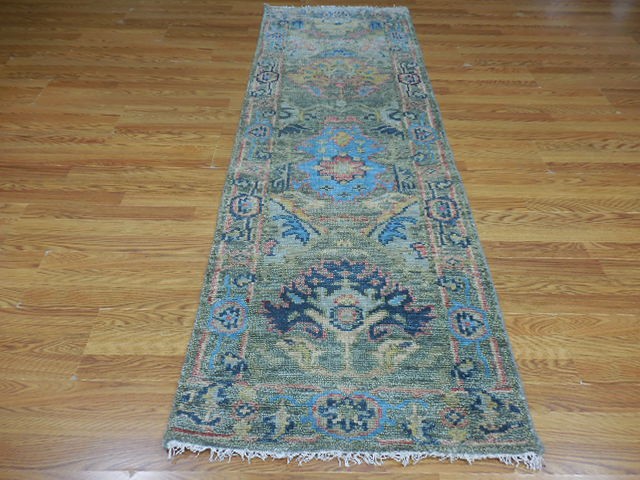 Turkish Oushak Rug,Geometric Multicolored Area Rug,Handmade Bohemian Rug 2.8x8.1