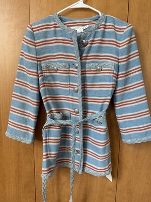 Veronica Beard Ginerva Striped Blazer w/ Rope Belt