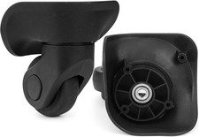 2-Pcs Luggage Wheels Replacement Plastic Suitcase Swivel 2pcs, Black