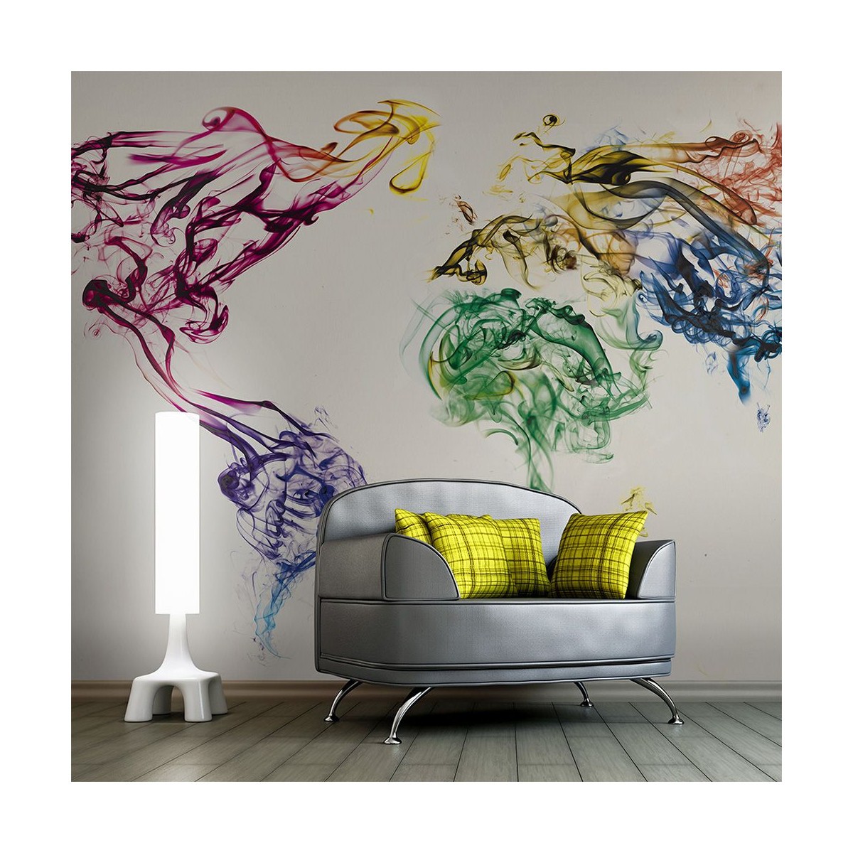 Papier Peint abstrait gris 450x270cm lavable et facile à poser pour salon