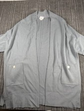 Marla Wynne for Chico's Grey Knit Kimono Open Cardigan Sweater Small