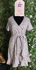 Women's Floral Print Midi Wrap Dress Size 4