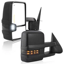 L+R Tow Mirrors for 03-06 Chevy Silverado Sierra 1500 SMOKE Signals,Power Heated
