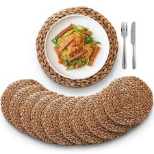  Sizes: 12"-13"-14" BLUEWEST Woven Placemats 13'' Set of 10 , Brown Round R...