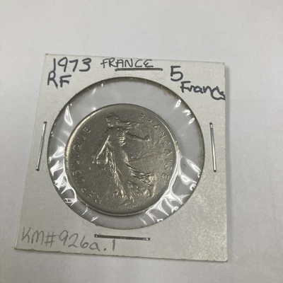 1973 France five francs coin KM number 9268.1 nickel clad copper nickel 10 g 29M - Image 1 of 4