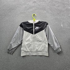 Nike Boy Jacket S Gray Colorblock Windrunner Activewear Zipper