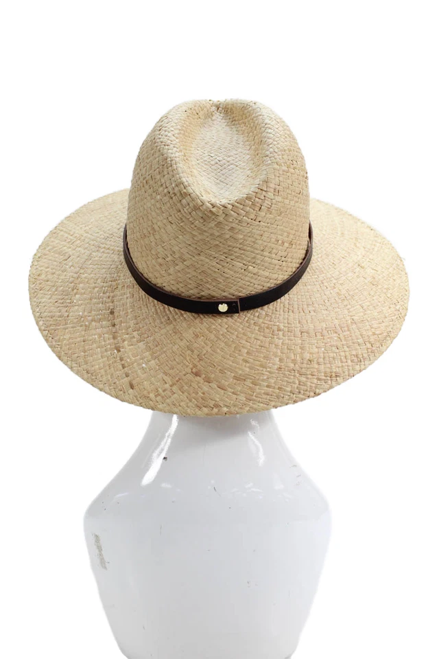 Janessa Leone Womens Embellished Detail Straw Sun Hat Brown Size M - Image 2 of 4