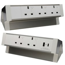 Desk POD Table Mountable PDU UK Mains Socket Outlets Power Optional USB Type C/A