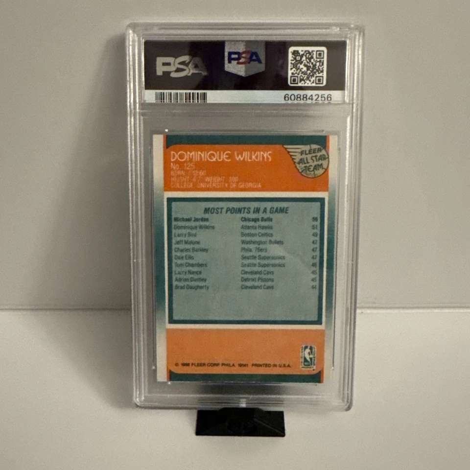 1988 Fleer Basketball #125 Dominique Wilkins All Star PSA 9 - Image 2 of 2